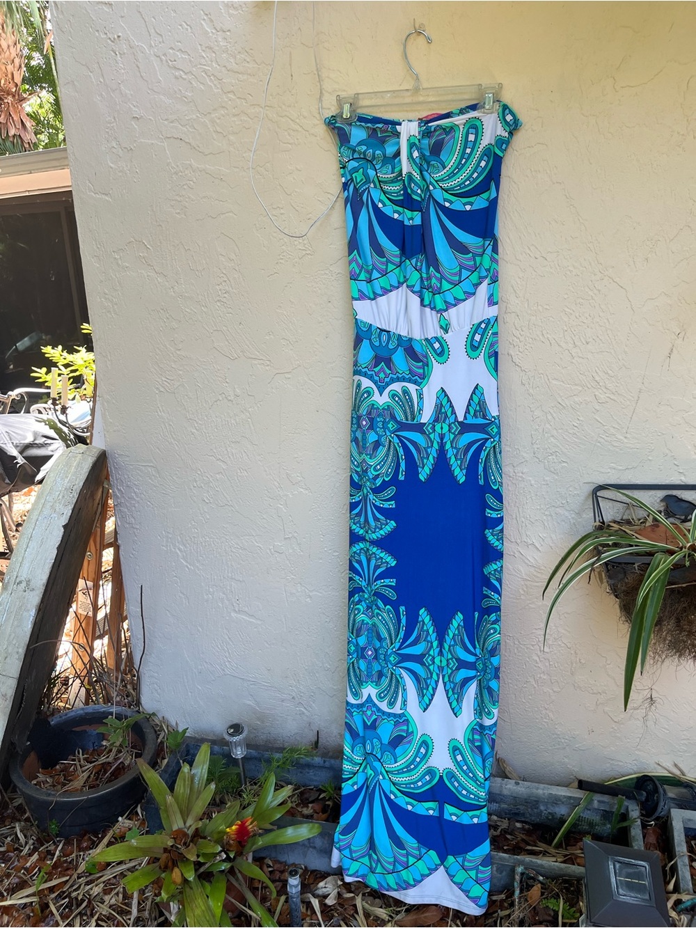 Blue & Turquoise Strapless Cathrine Madrino maxi dress